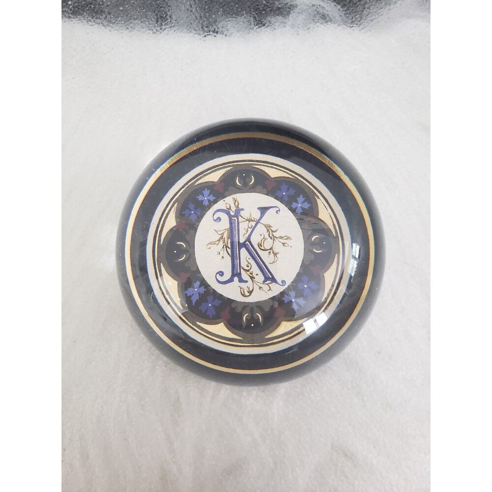 Vintage‎ Punch Studio Monogram Domed Crystal Paperweight K desk office gift work - Picture 6 of 6